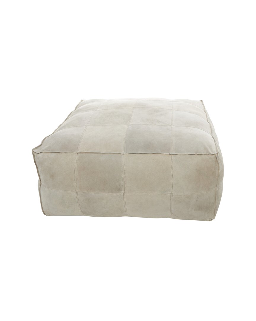 Peyton Lane Leather Low Profile Square Pouf With Patchwork Design In Gray