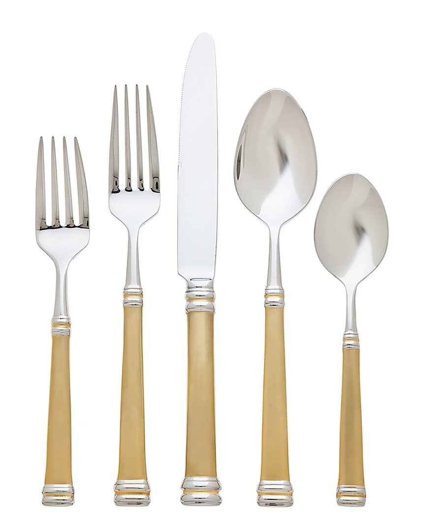 Ricci Argentieri Royal Bramasole 18/10 Stainless Steel Gold Plated 5pc Flatware Set, Service For 1
