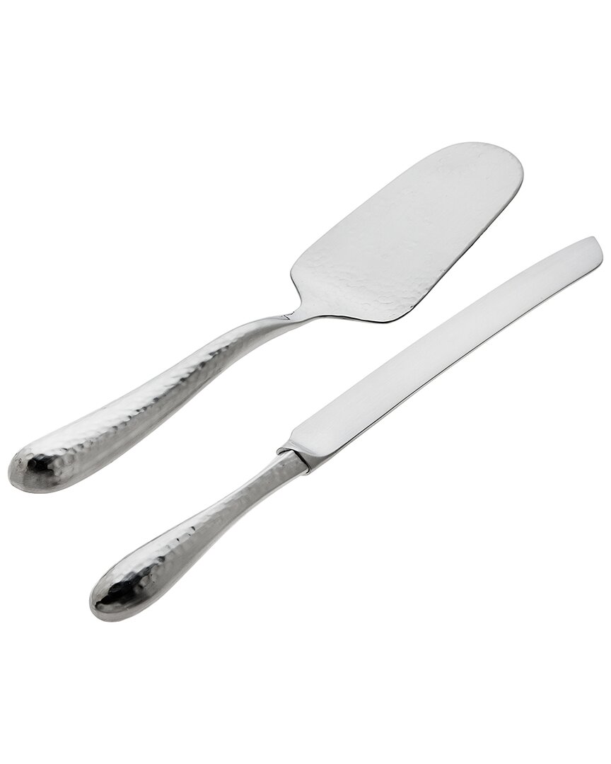 Ricci Argentieri Florence Hammered 18/10 Stainless Steel 2pc Cake Knife & Server Set
