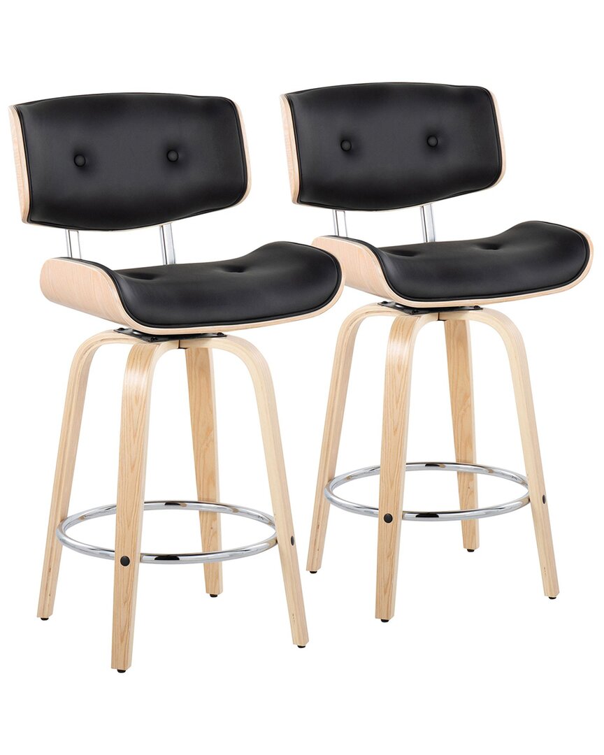 LUMISOURCE LUMISOURCE SET OF 2 LOMBARDI 26IN FIXED-HEIGHT COUNTER STOOLS