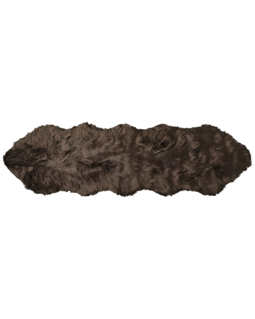 Luxe Faux Fur Gordon Machine Washable Double Faux Fur Rug In Brown