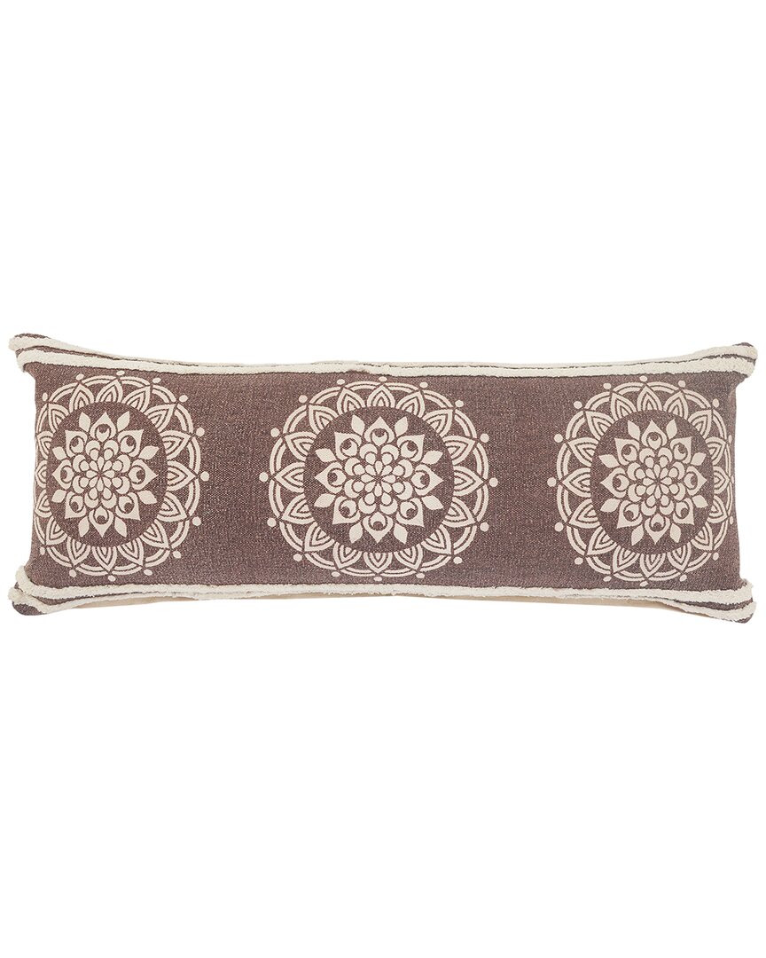 Lr Home Monica Medallion Lumbar Throw Pillow With Border In Brown