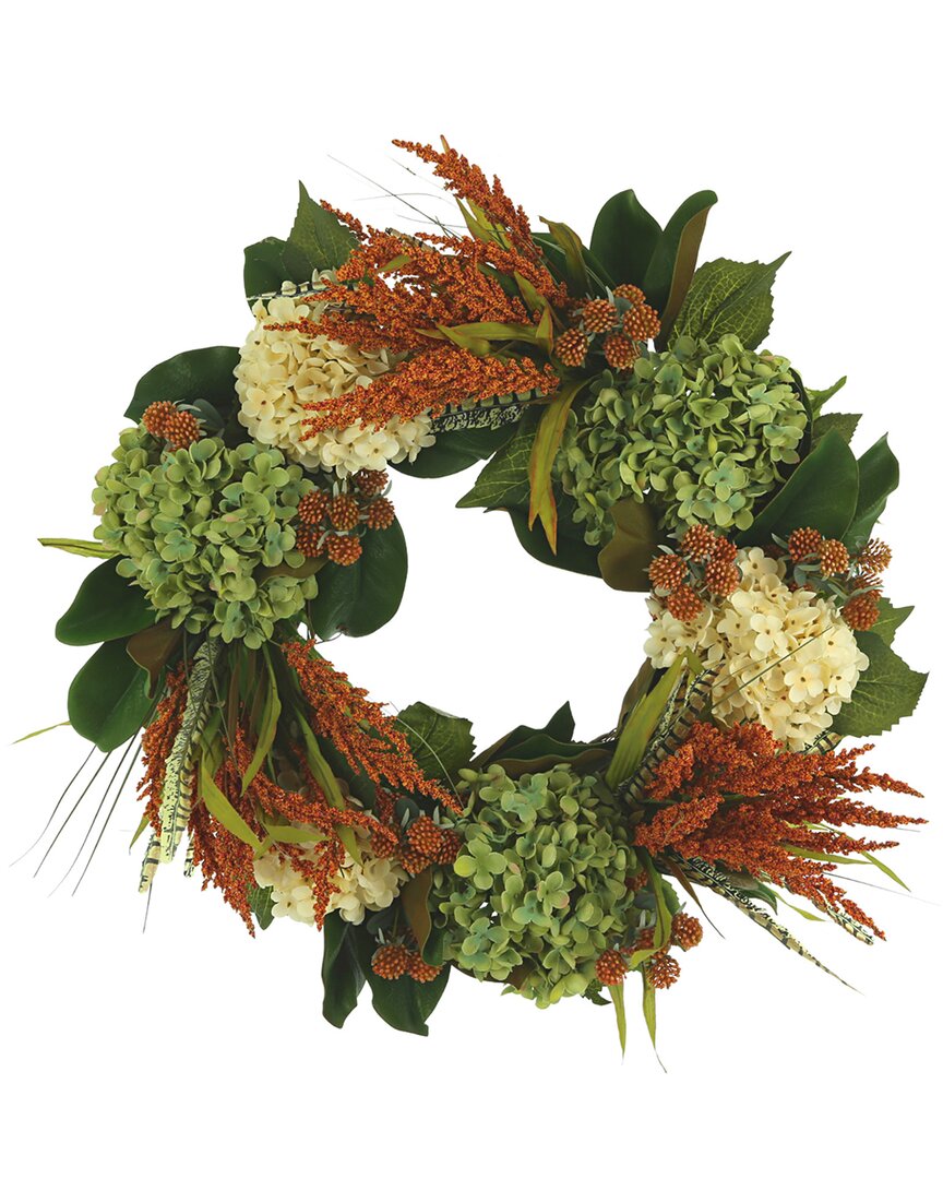 Creative Displays 26 Cream And Green Hydrangea Fall Wreath With Ora