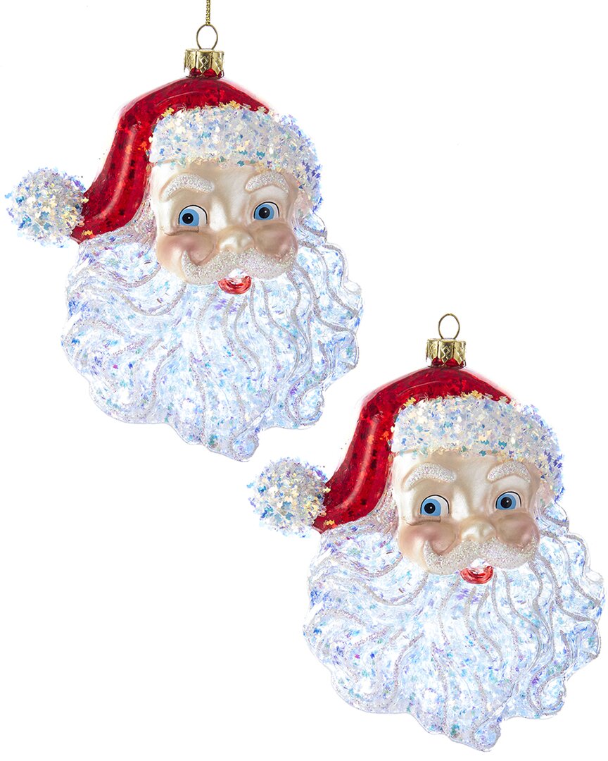 Kurt Adler 5in Glass Santa Head Ornament In Multicolor