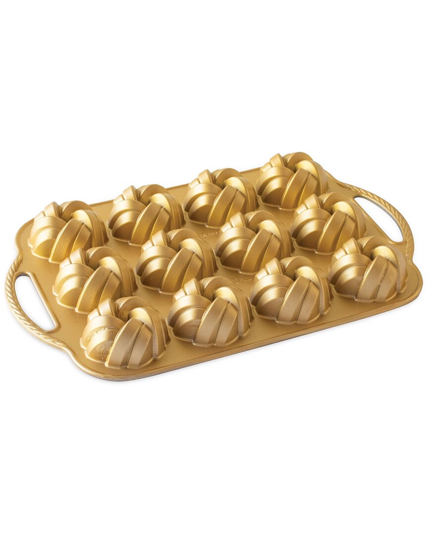 Nordic Ware 75th Anniversary Braided Mini Bundt Bites Pan In Gold