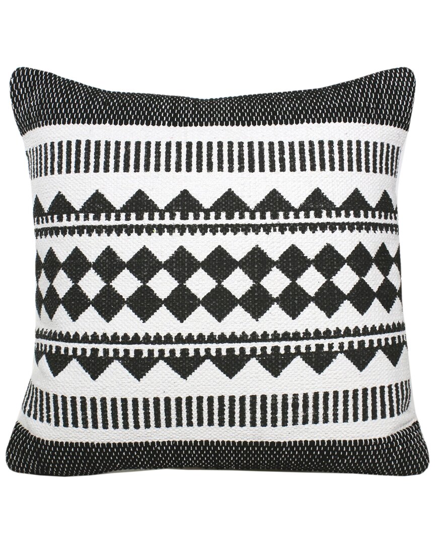 Shop Lr Home Bordered Modern Mosaic Geometric Stripe Throw Pillow In Black