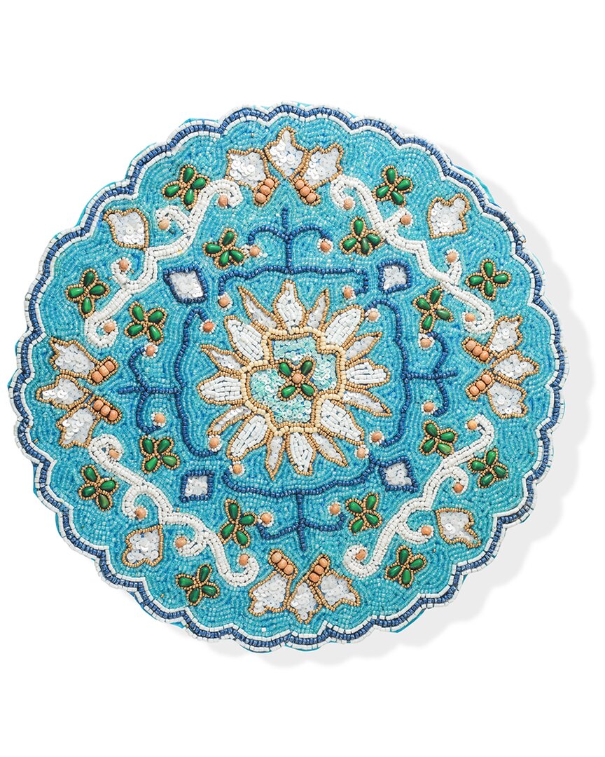 Tiramisu Majestic Azulejo Beaded Placemat In Blue