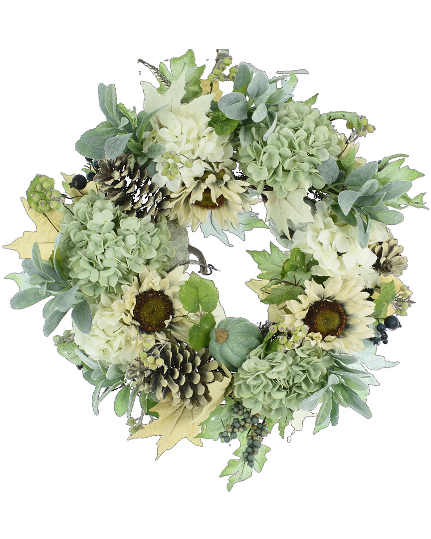 Creative Displays 28in Green And Teal Mixed Floral Wreath