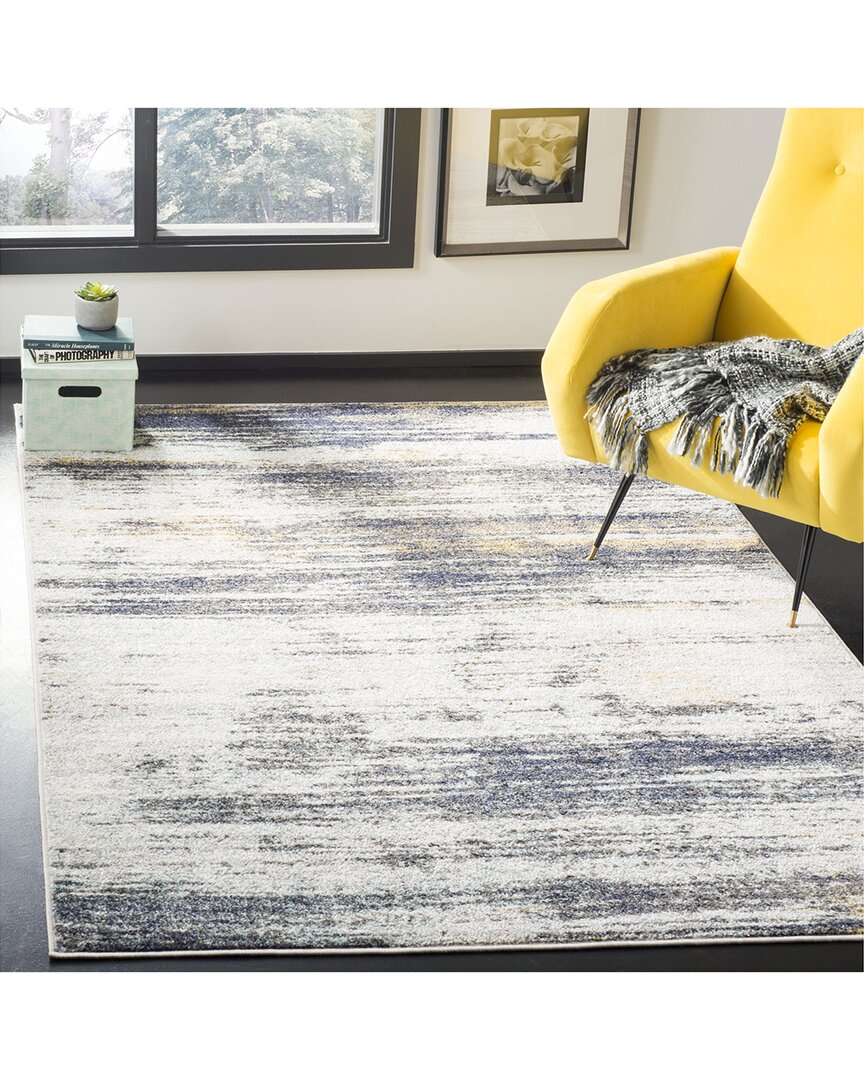 Safavieh Adirondack Machine Made Area Rug, Light Grey / Black Contemporary Style Easy Care In Gray