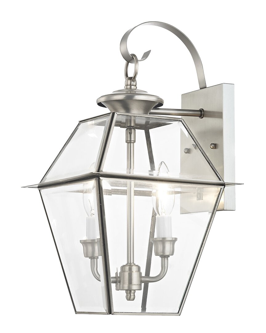 Livex Lighting 2-light Brushed Nickel Outdoor Wall Lantern