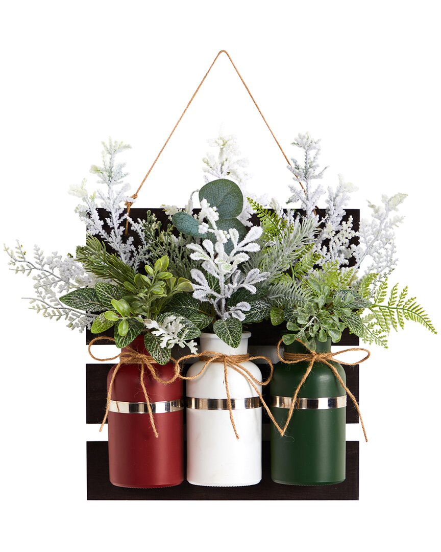 Nearly Natural 17in Holiday Wall Art Decor In Green