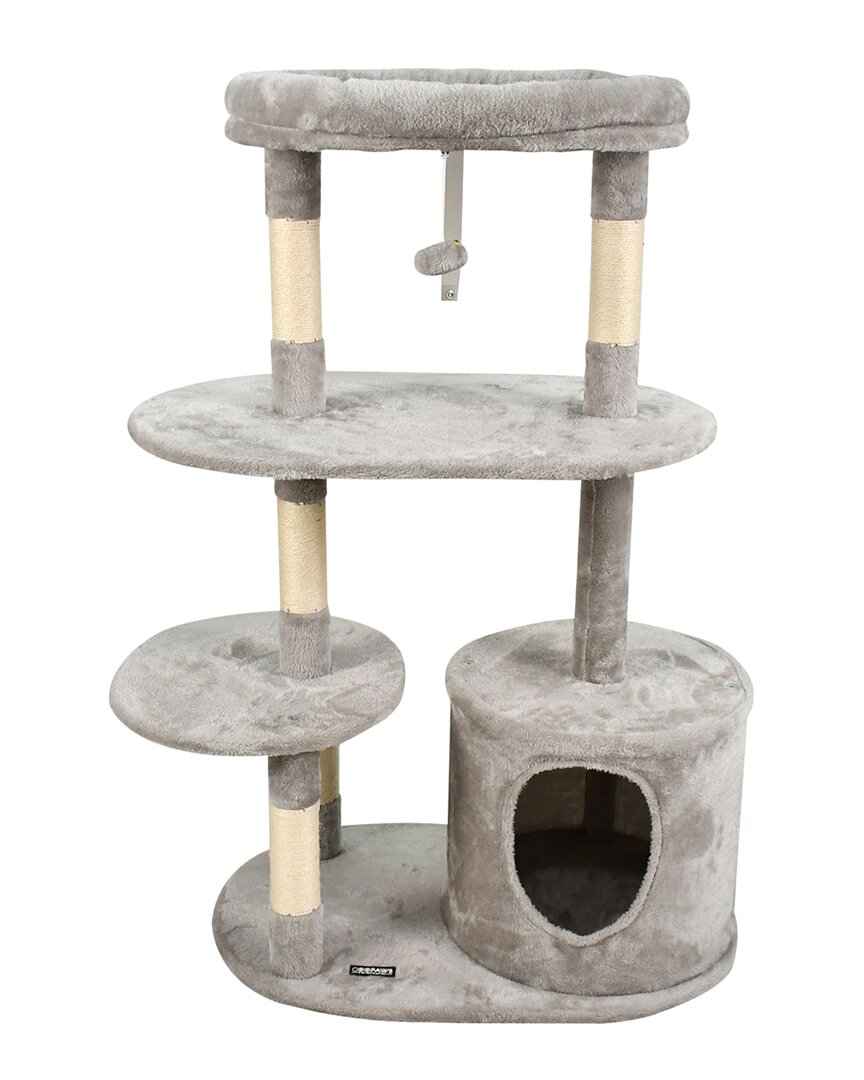Jespet 3-tier 48in Furry Top Perch Cat Tree & Condo In Gray