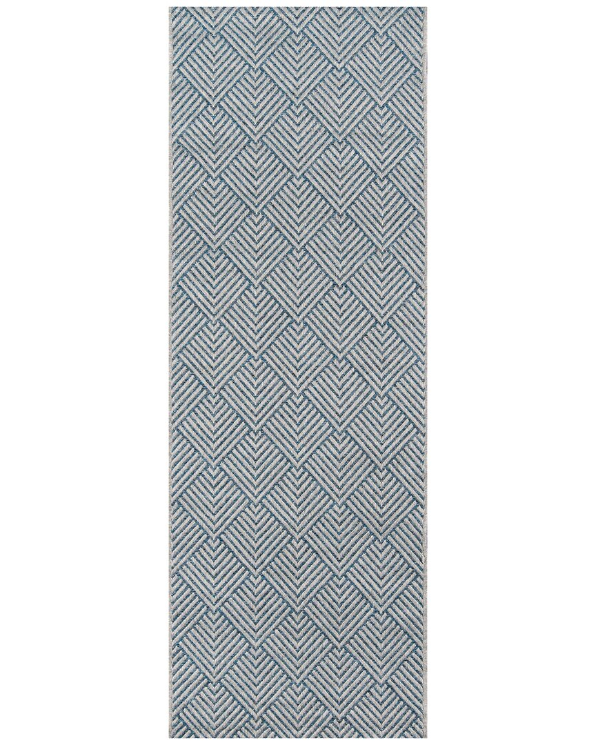 Ecarpet Como Contemporary Runner Rug In Blue