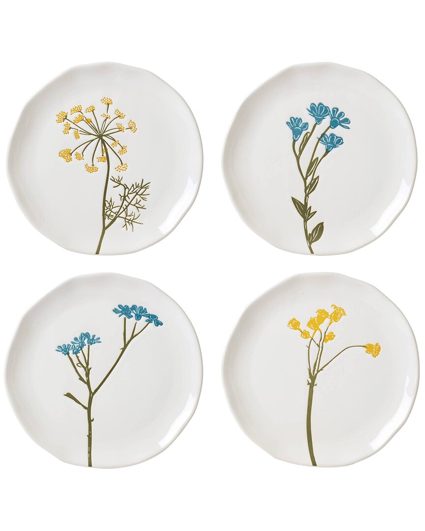 Lenox Set Of 4 Wildflowers Tidbit Plates In White
