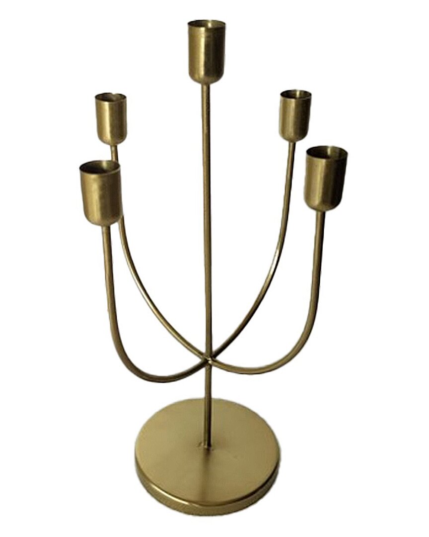Bidkhome Gold Iron Candle Holder