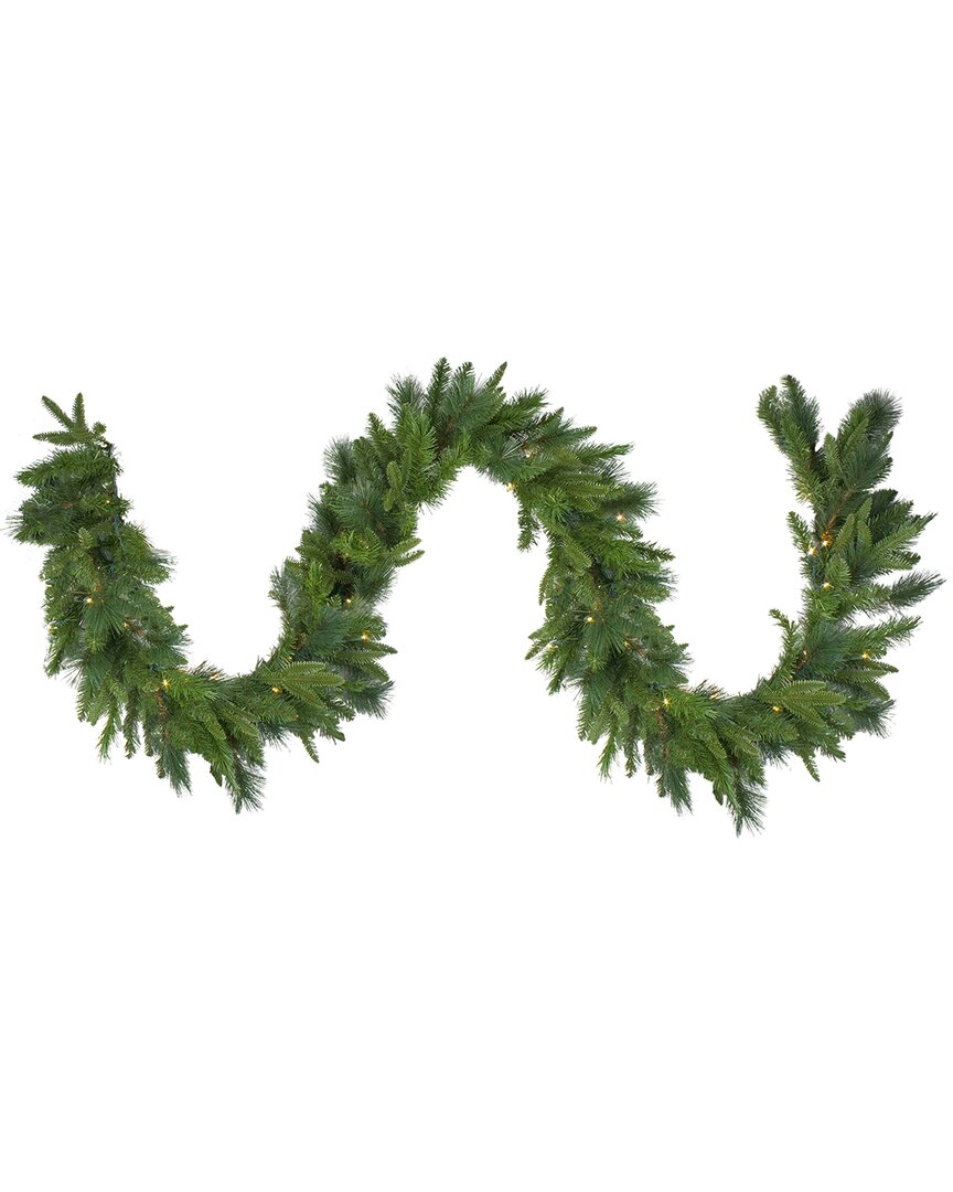 Northern Lights Northlight 9ft X 14in Pre-lit Led Mixed Rosemary Pine Artificial Christmas Garland - Warm White Lig In Green