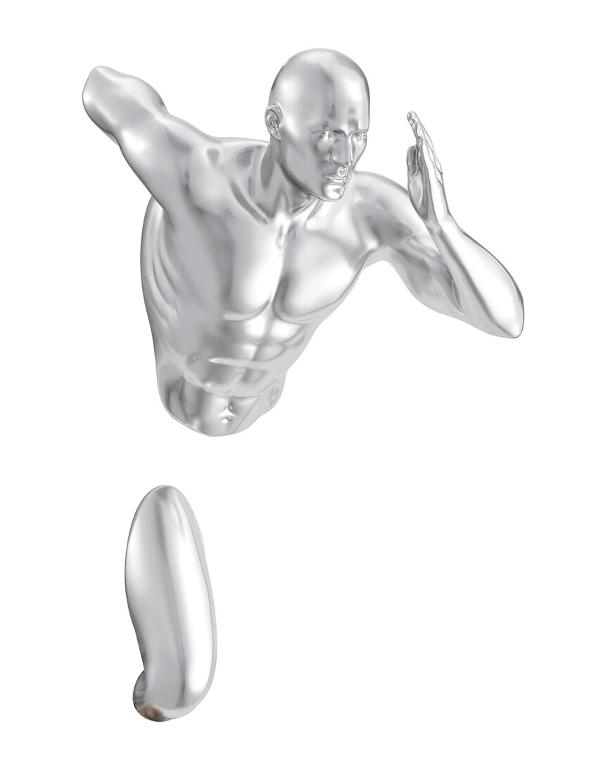 Finesse Décor Man Runner Wall Sculpture In Silver