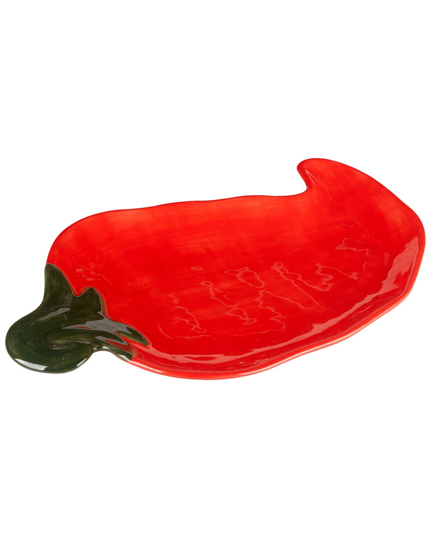 Certified International Chili Pepper 3d Platter In Red