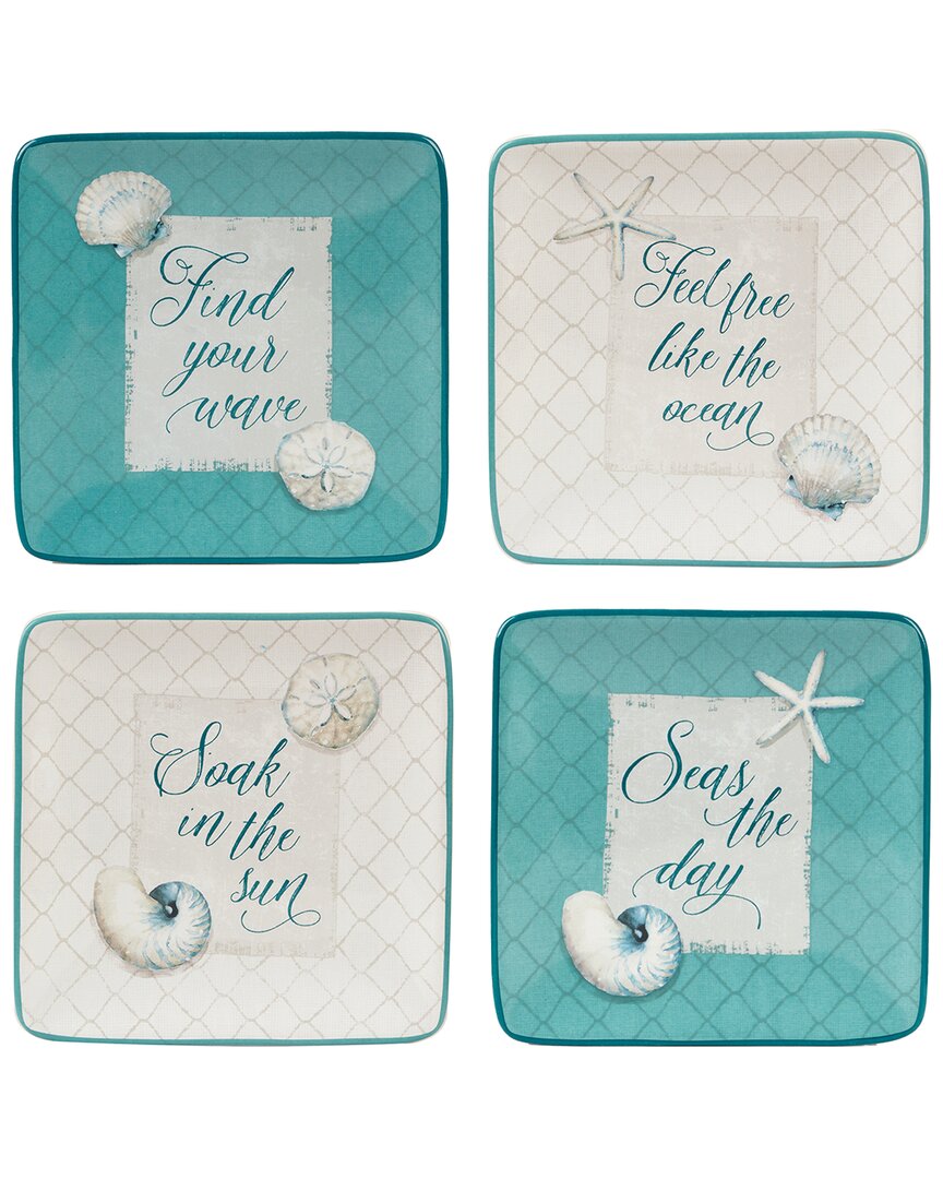 Certified International Ocean View Set Of 4 Canape Plates