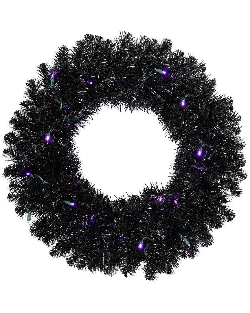 Northlight 24in Crystal Pine Artificial Halloween Wreath In Black