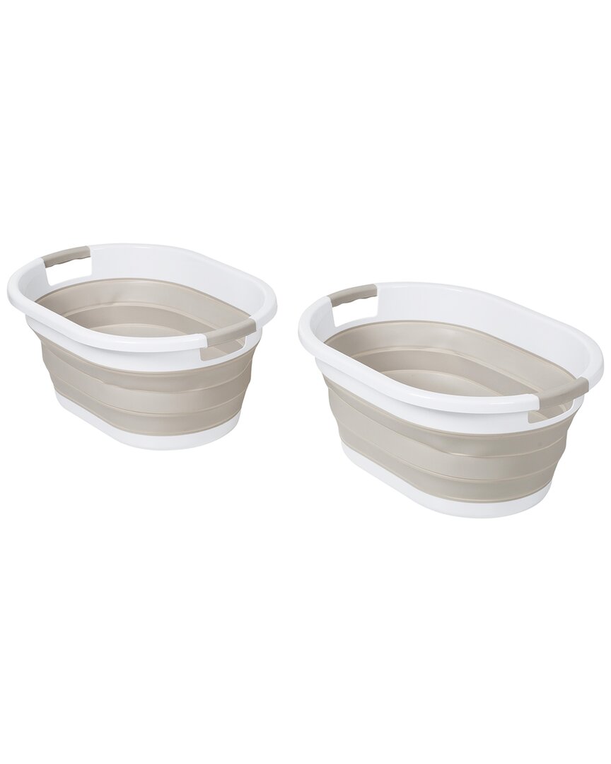 Shop Honey-can-do Collapsible Grey/pk Rubber Laundry Baskets With Handles (set Of 2)