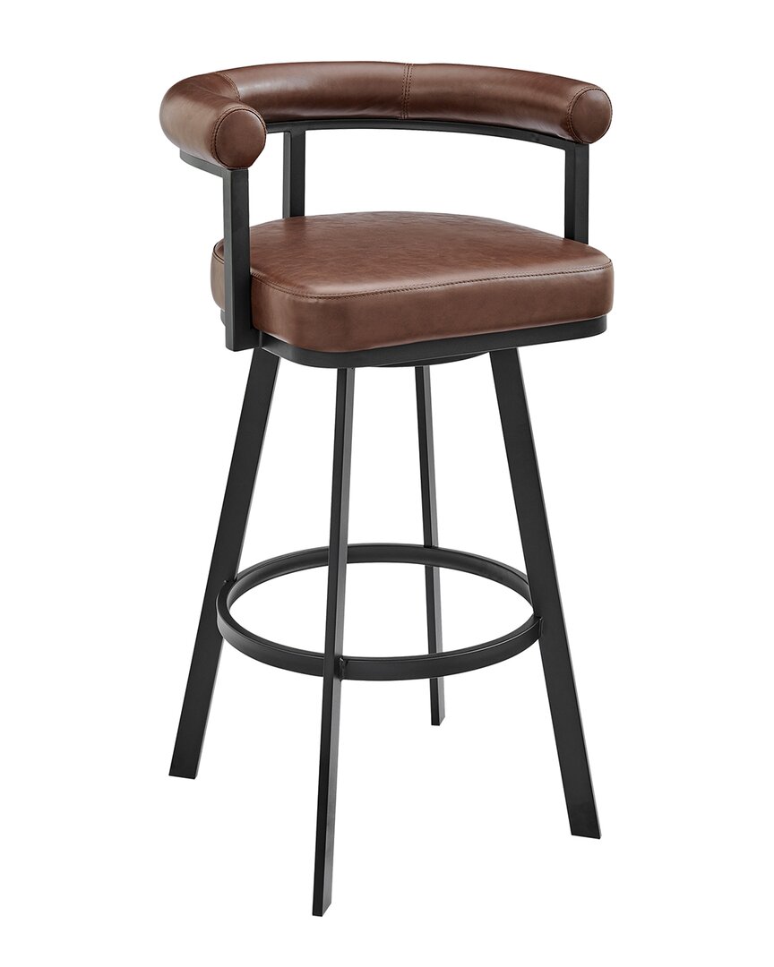 Armen Living Magnolia 26" Swivel Counter Stool In Metal With Faux Leather