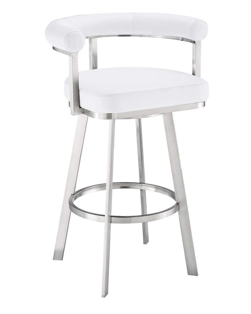 Armen Living Magnolia 26" Swivel Counter Stool In Brushed Stainless Steel With Faux Leather