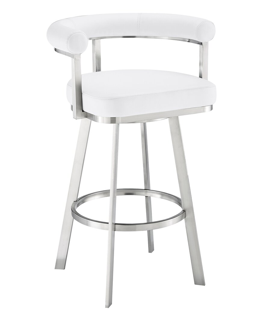 Armen Living Magnolia 30in Swivel Bar Stool In White