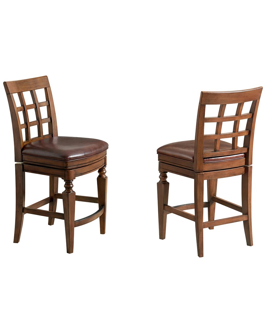 Alaterre Napa Set Of 2 Counter Height Stools In Brown