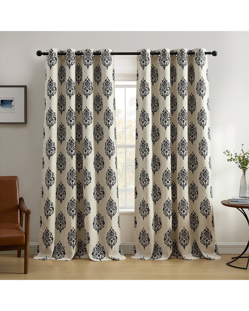 Elrene Navara Medallion Room Darkening Window Curtain In Black
