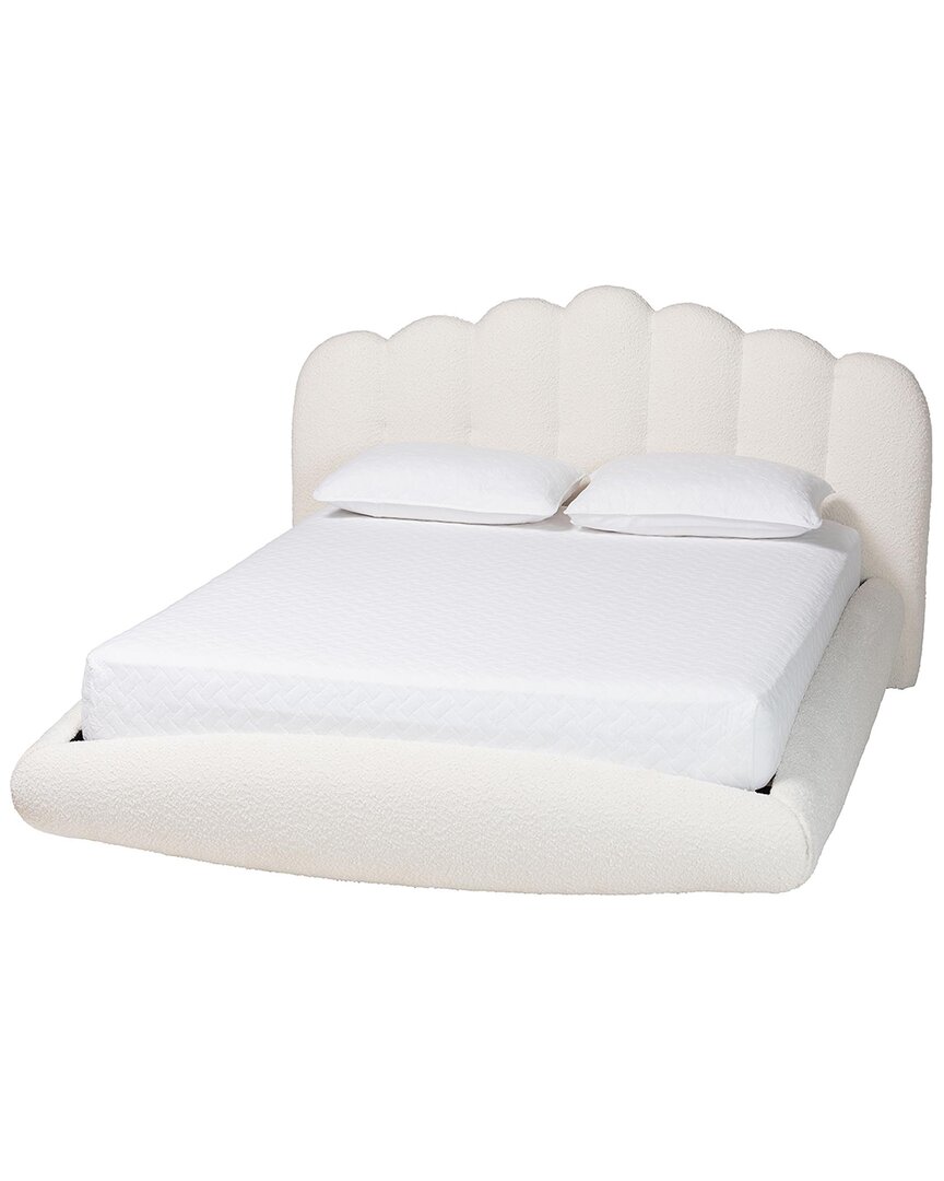 Baxton Studio Grenier Modern Boucle Queen Size Floating Bed In Cream
