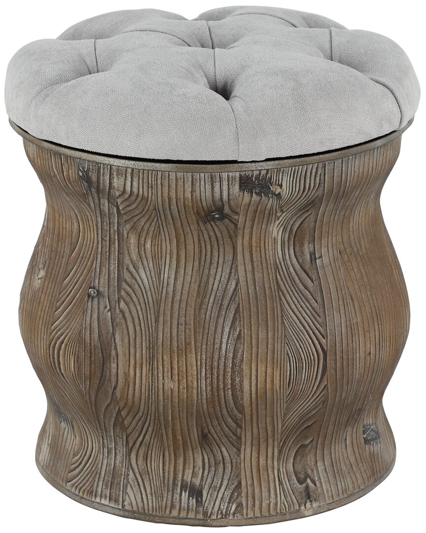 Peyton Lane Rustic Round Light Wood Storage Stool In Gray