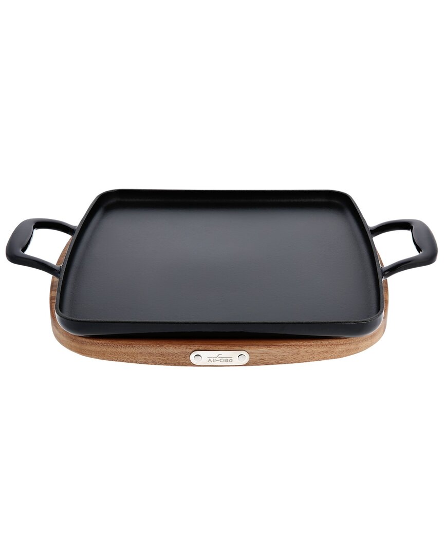 Shop All-clad Cast Iron Griddle With Square Trivet In Black