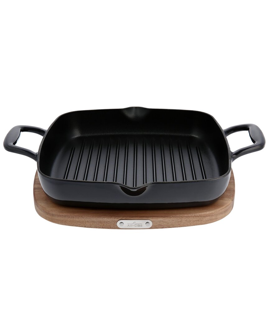 Shop All-clad Cast Iron Grill With Square Trivet In Black