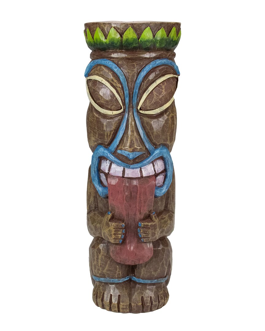 Northlight 16in Solar Lighted Polynesian Outdoor Garden Tongue Out Tiki Statue