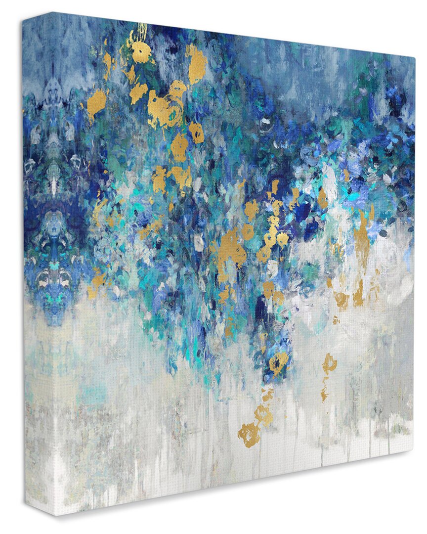 Stupell Industries Abstract Blue Gold Paint Design Stretched Canvas Wall Art By Nikki Robbins In Blue