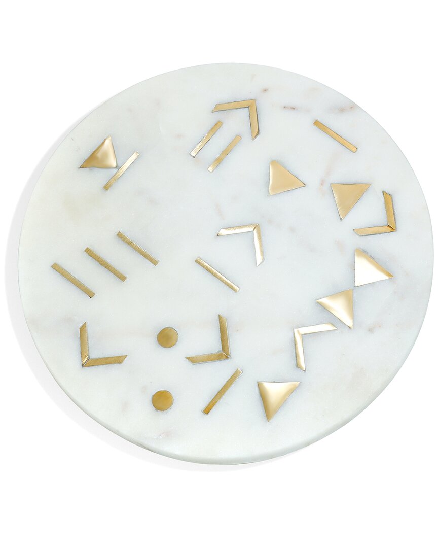 Tiramisu Aristocrat Geometric Marble Platter In White