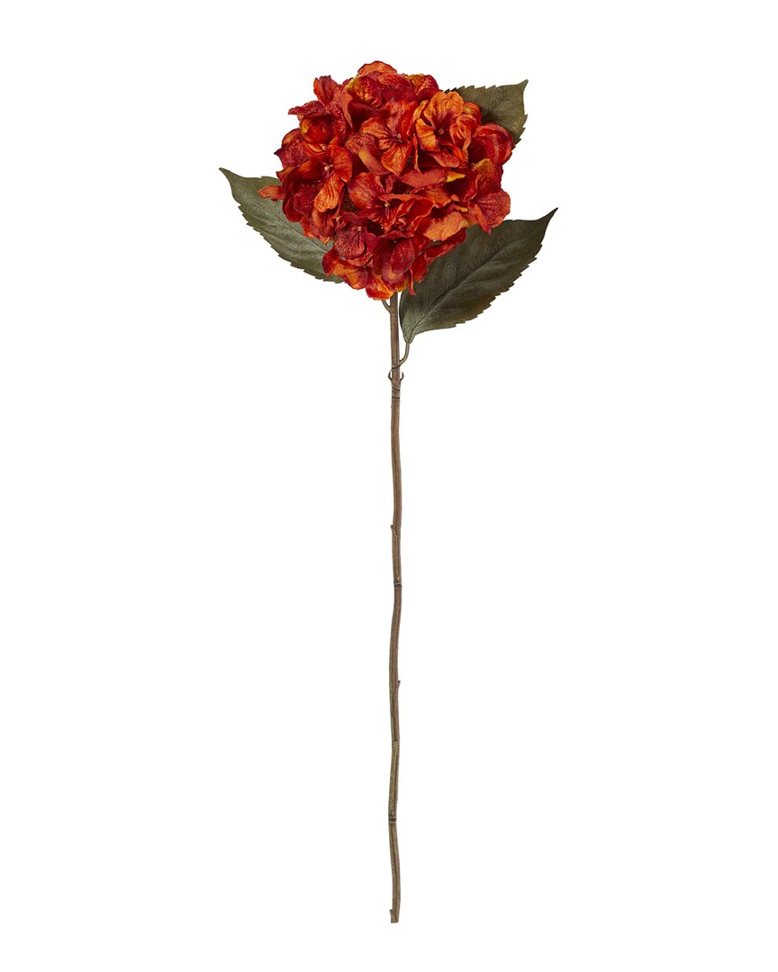 Nearly Natural Set Of 6 32in Hydrangea Artificial Flower In Orange