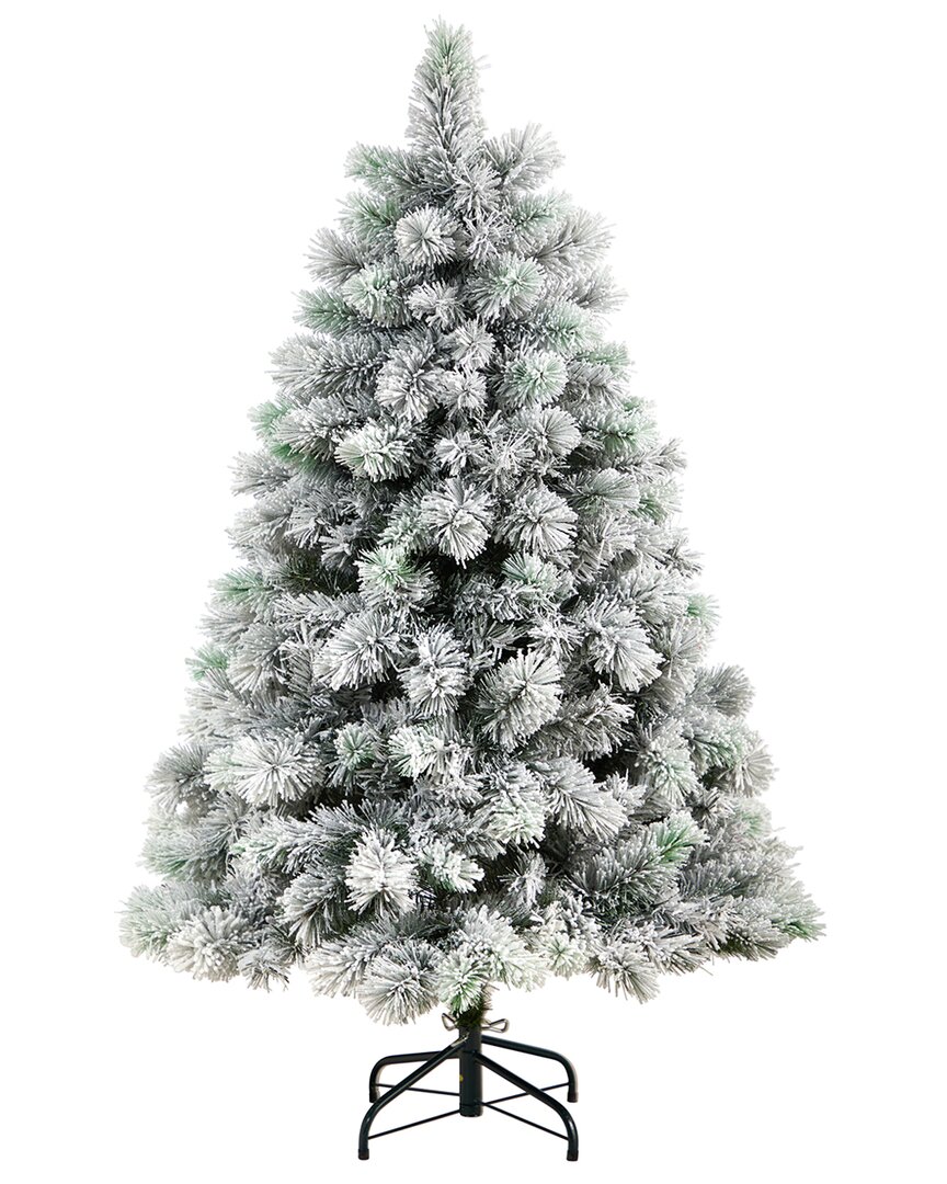 Nearly Natural 5ft. Flocked Oregon Pine Artificial Christmas Tree In Green