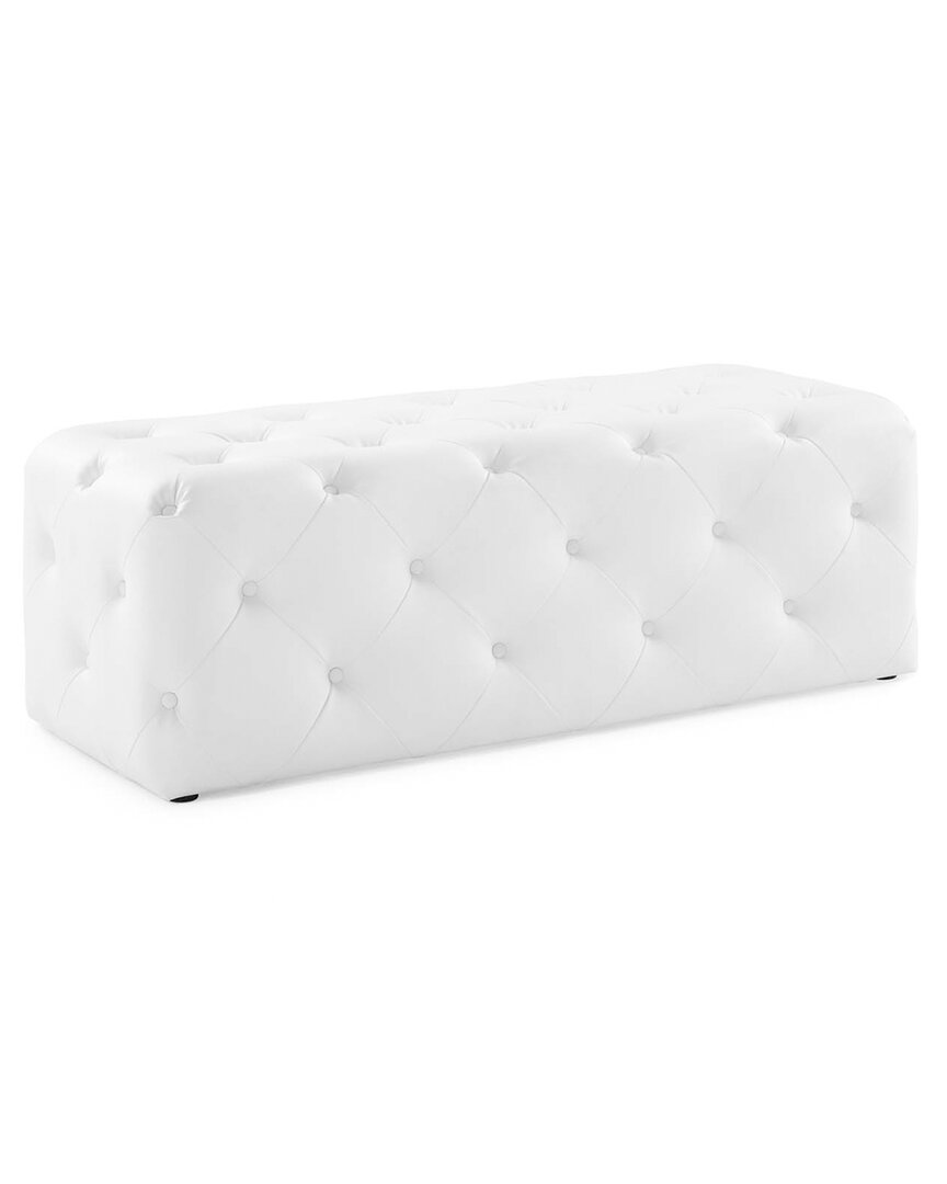 Modway Amour 48in Tufted Button Entryway Faux Leather Bench In White