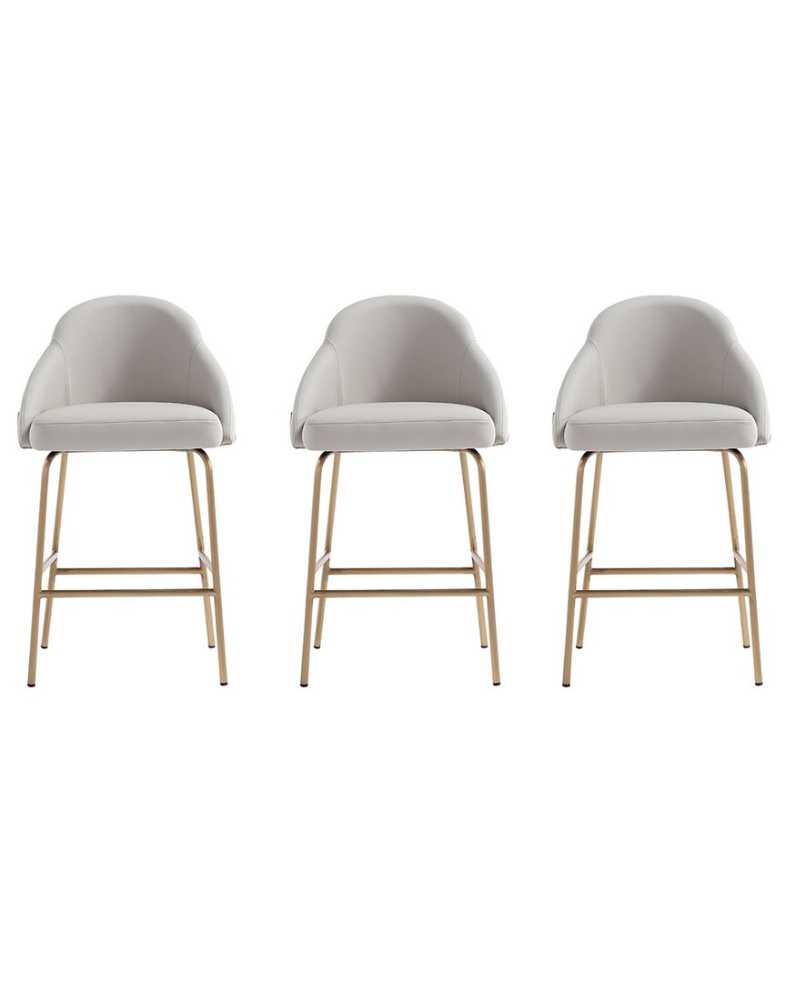 Manhattan Comfort Set Of 3 Gracie Modern Leatherette Barstools With Steel Legs