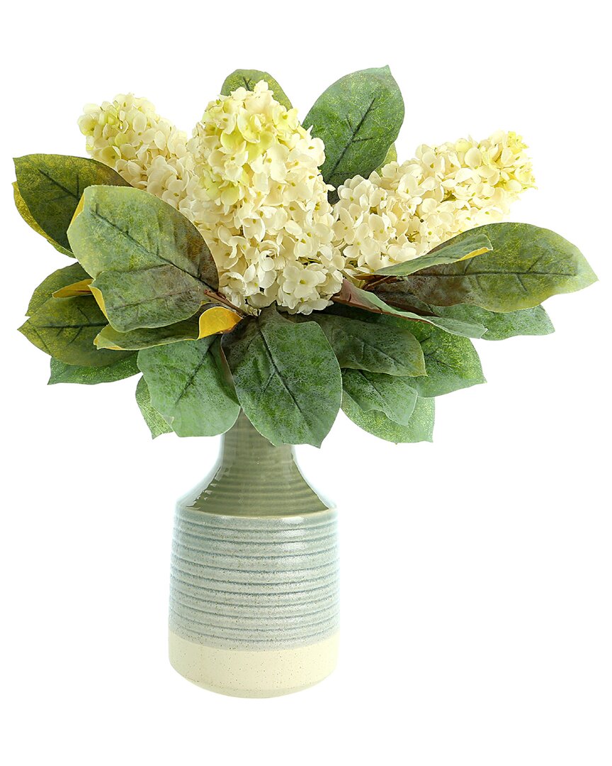 Creative Displays Cream Cone Hydrangea And Magnolia Leaf Floral Arrangement