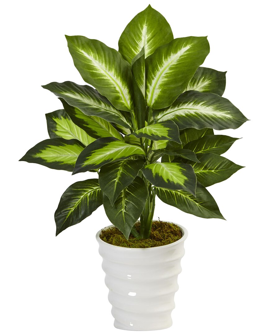 NEARLY NATURAL NEARLY NATURAL DIEFFENBACHIA ARTIFICIAL PLANT IN SWIRL PLANTER