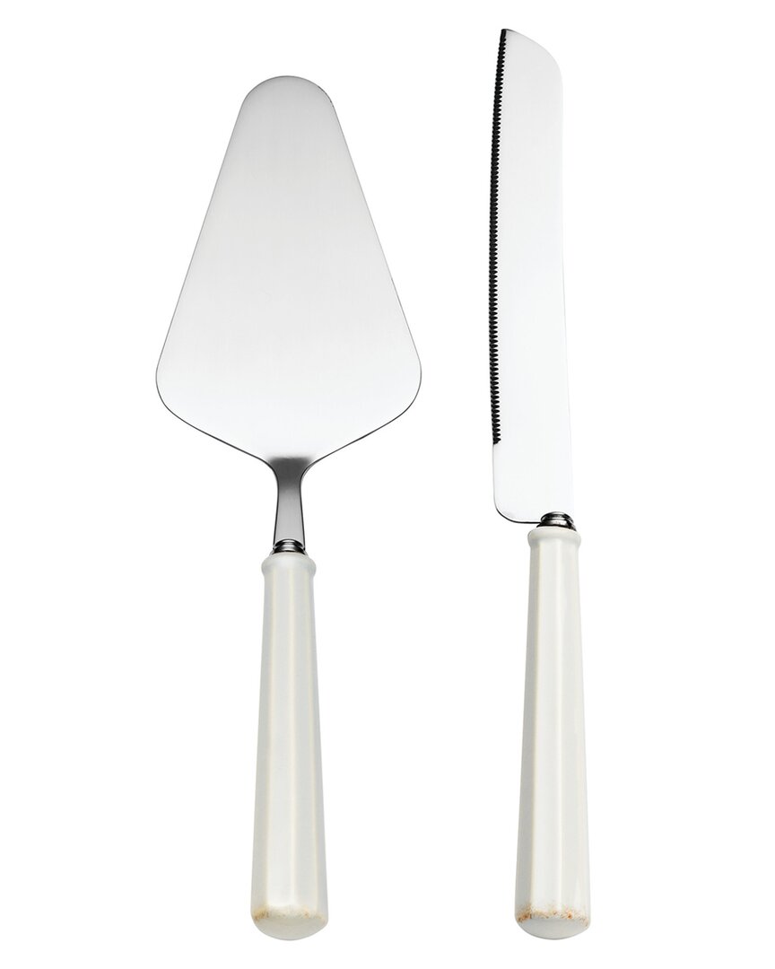 Lenox French Perle Scallop 2pc Dessert Set