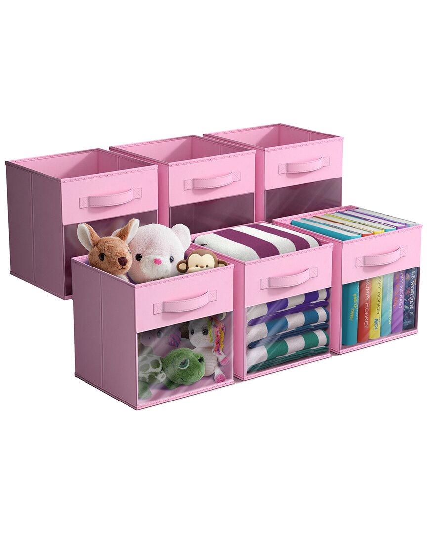 Sorbus 11in 6 Pack Collapsible Fabric Storage Bins In Pink