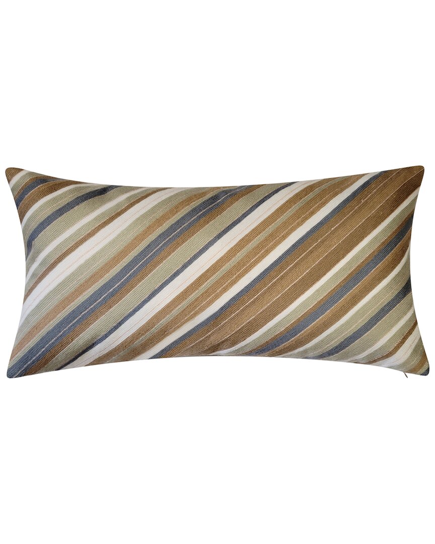 Edie Home Edie @ Home Indoor/outdoor Ombre Bias Crewel Embroidered Stripe Decorative Pillow