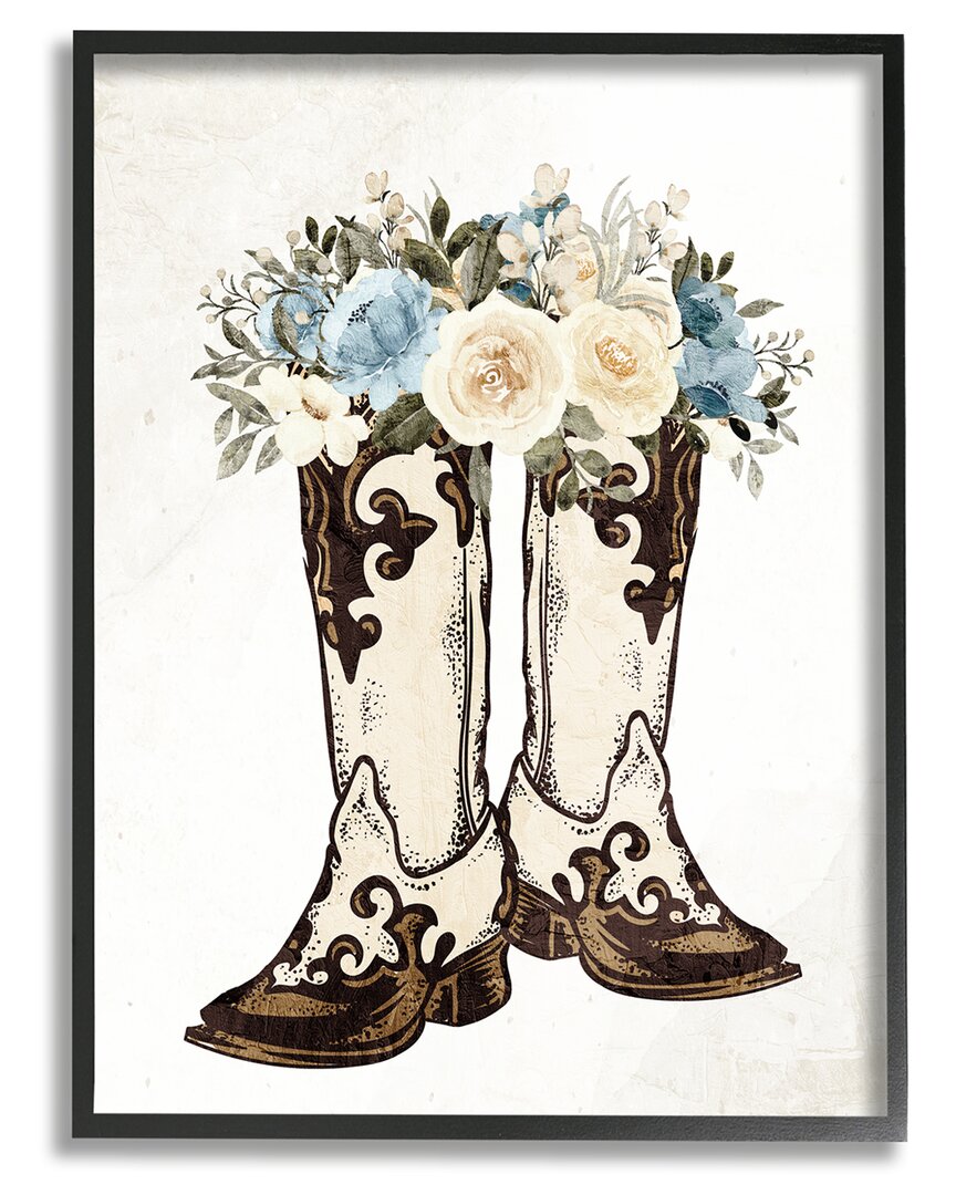 Stupell Cowboy Boot Mixed Flower Bouquet Framed Giclee Wall Art By Kim Allen