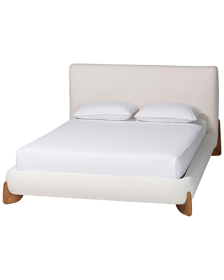 Baxton Studio Vinicio Mid-century Modern Boucle Queen Platform Bed