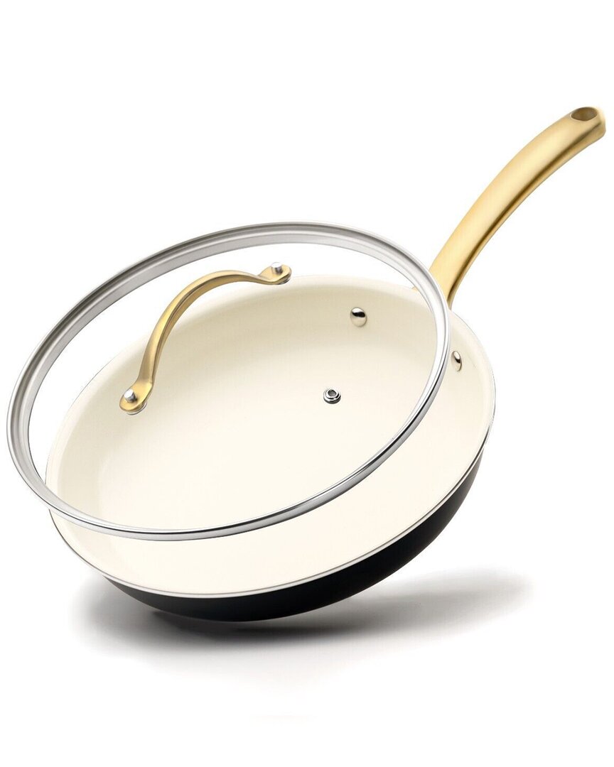 Nutrichef 10in Frypan With Lid In Gold