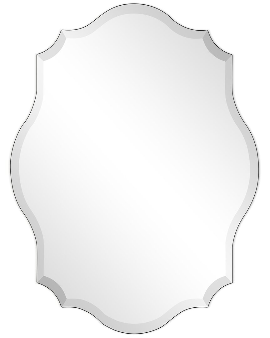 Empire Art Direct Frameless Beveled Oblong Scalloped Wall Mirror, 32" X 24" X 0.39" In Clear